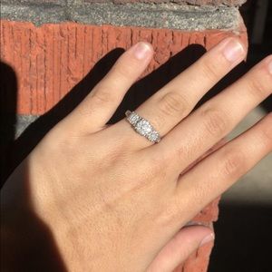 3 diamond sterling silver ring